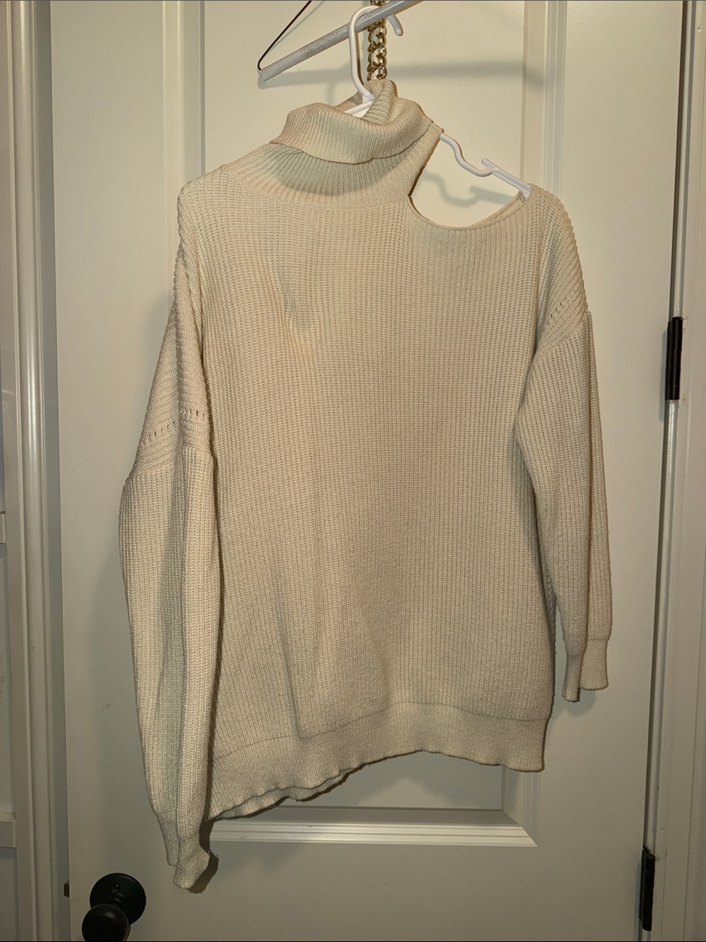 Cutout Turtleneck Sweater - Cream